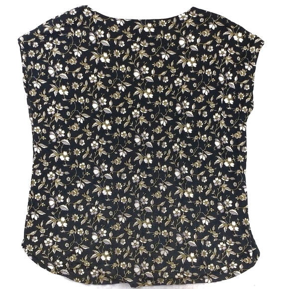 LOFT YELLOW AND BLACK FLOURAL TOP - Picture 3 of 5